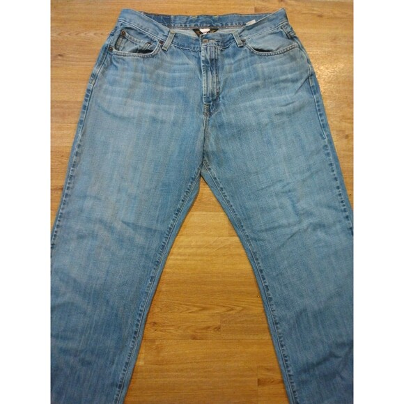 VTG Lucky Brand 165 Jeans Mens 36x32 Straight Leg Dark Wash Blue Denim Distress - Picture 2 of 14